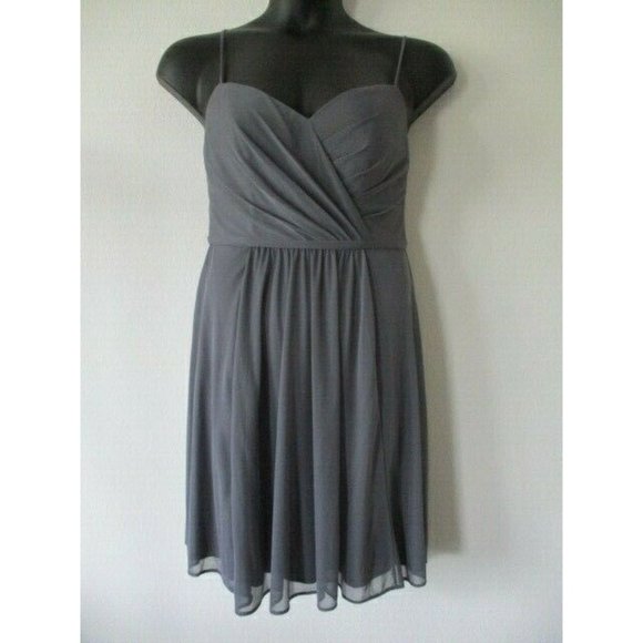 David's Bridal Dresses & Skirts - David's Bridal Womens Size 10 Gray Chiffon Prom Cocktail Dress Spaghetti Strap